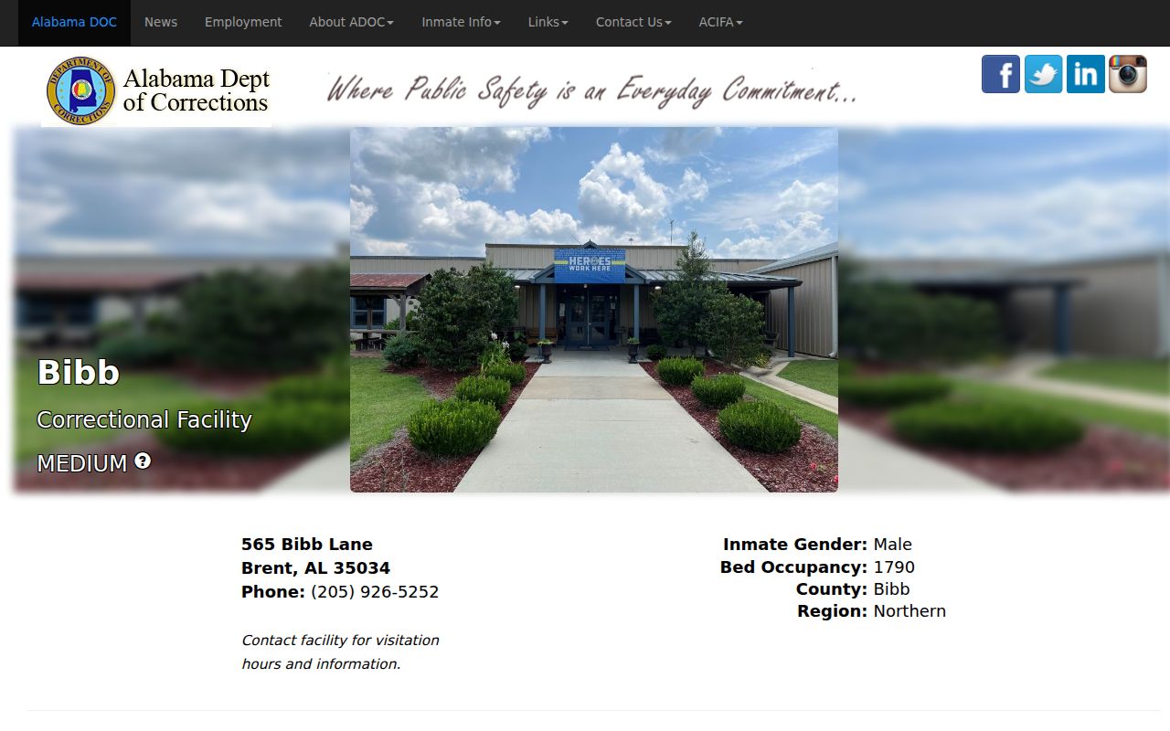Bibb County arrest record context from the Bibb Correctional Facility profile