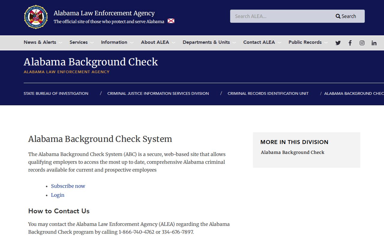 Bibb County criminal history ALEA fingerprint self-review