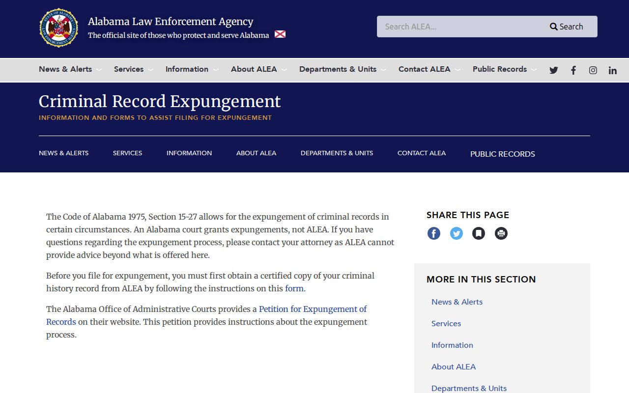Bibb County criminal record expungement ALEA hub