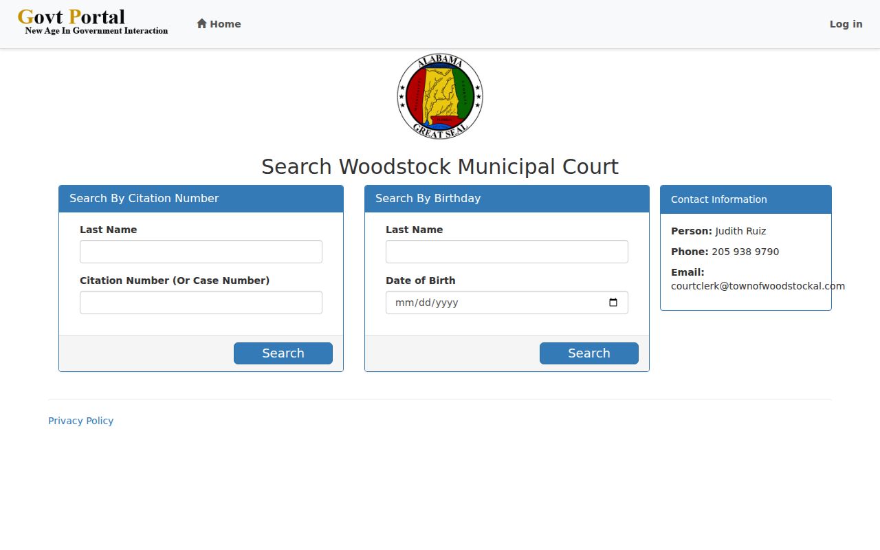 Woodstock criminal records ticket search portal